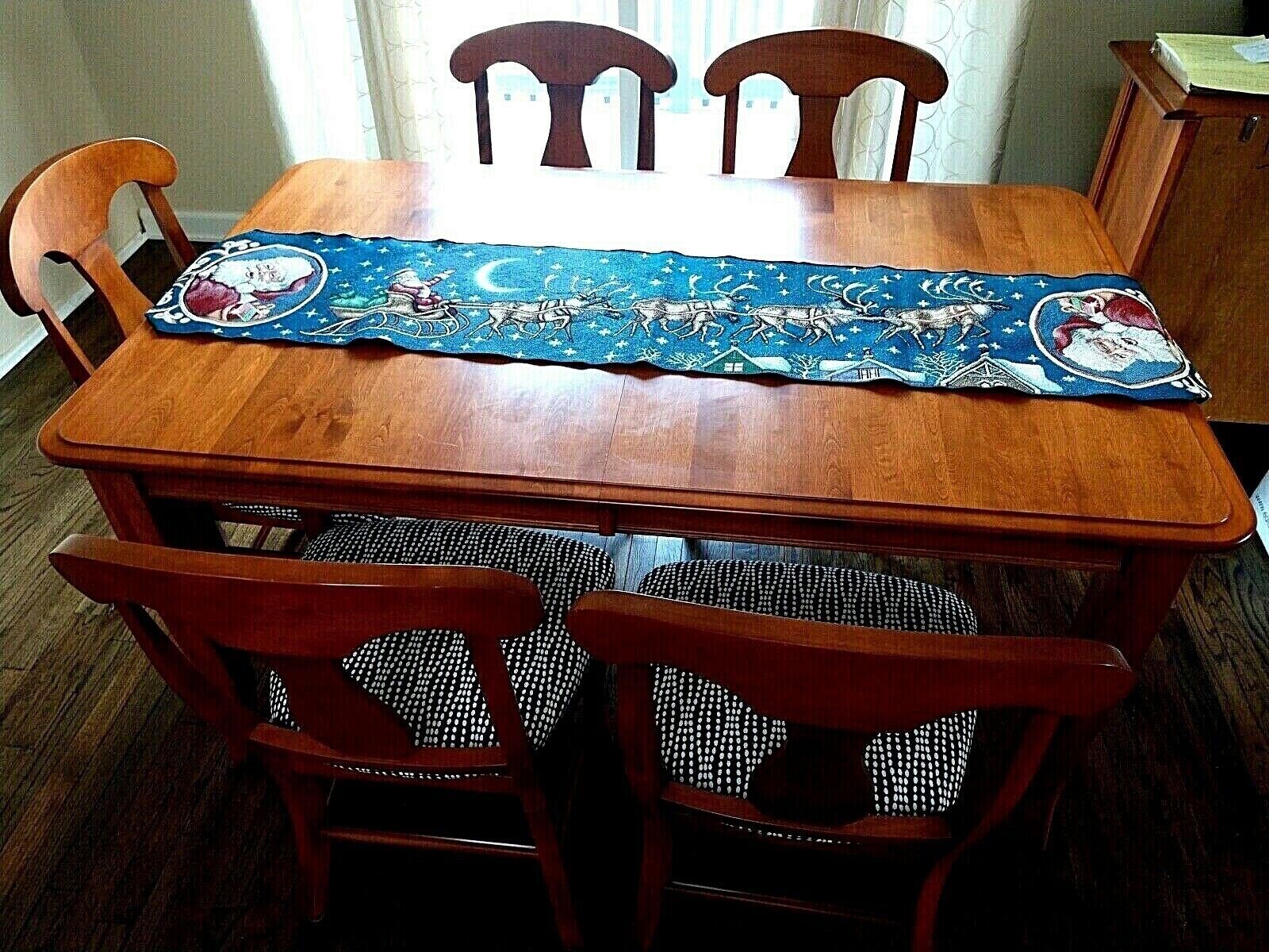 SANTA IN HIS SLEIGH 8 REINDEER NAVY BLUE RUNNER TABLE x Free Shipping Cheap Max 61% OFF Bargain Gift 13