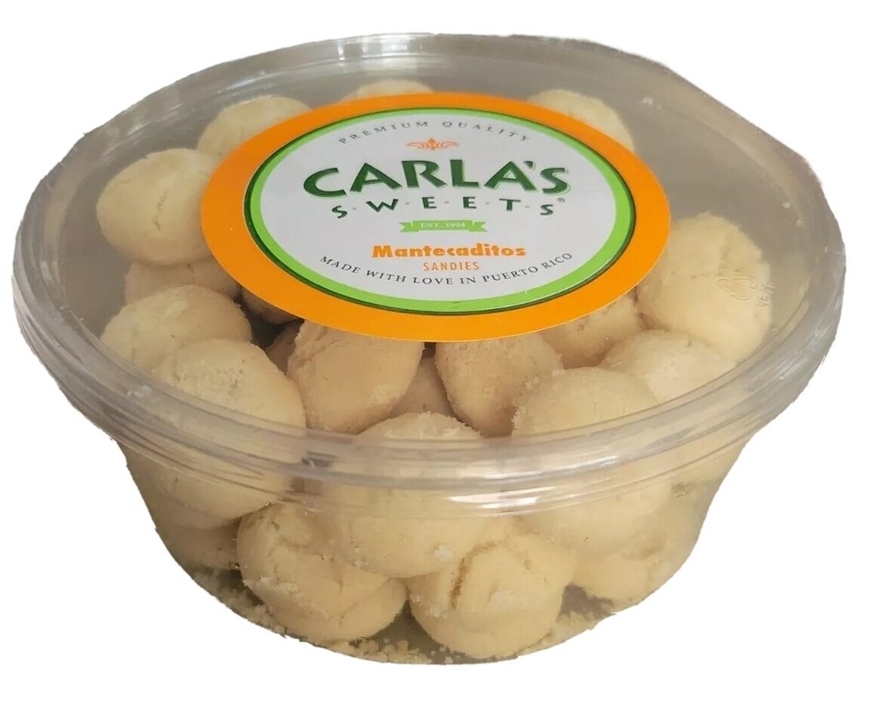 CARLA'S SWEETS MANTECADITOS CARLAS SANDIES POLVORONES PUERTO RICO 85 PCS Jar