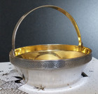 VTG 1940s 916 Silver GOLD PLATED Russia USSR Candy Sugar Bowl Basket Handle 181g — photo 1