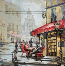 Hand Painted Modern Abstract Streetscape Paris at Evening Oil Painting  Wall Art