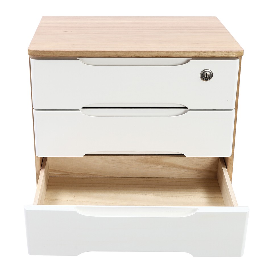 Wooden Desktop Storage Box, Desk Organizer, Desktop Box with Lockable ...