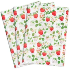 60 Sheets Strawberry Tissue Paper Bulk14" x 20"White with Strawberries Design...