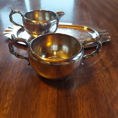 Viking Plate E.P. Copper Lead Mount Silver Plated Cream & Sugar