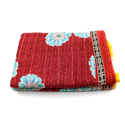 Vintage Kantha Quilt Indian Cotton Bedspread Ethnic Throw Cover Blanket e - Picture 2 of 5