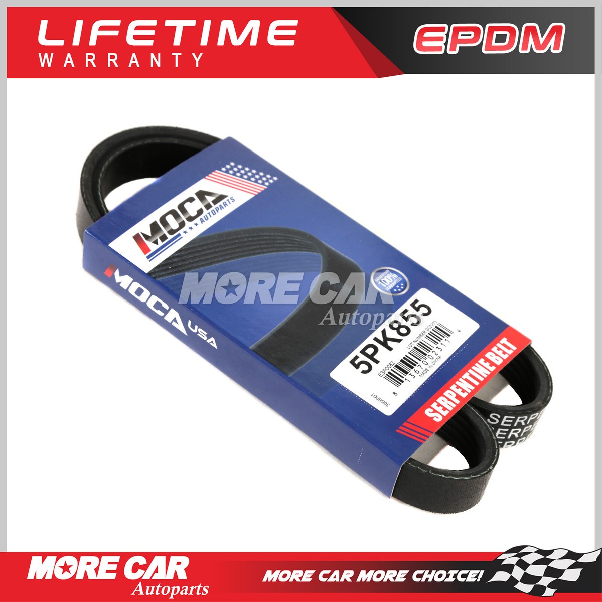 EPDM Serpentine Drive Belt 5PK855 for 93-02 Mazda Mercury Nissan