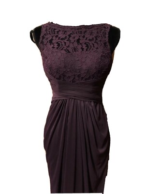 Womens David's Bridal Plum Bridesmaid Dress Evening Formal Gown Size 2 |  eBay UK