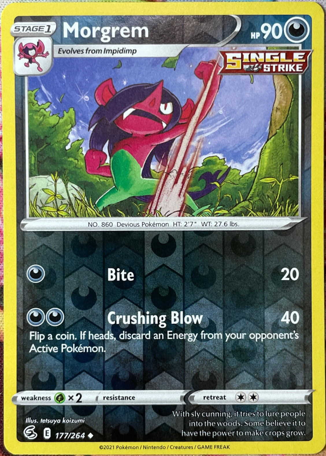 Morgrem Reverse Holo - 177/264 - Fusion Strike Pokemon 2021