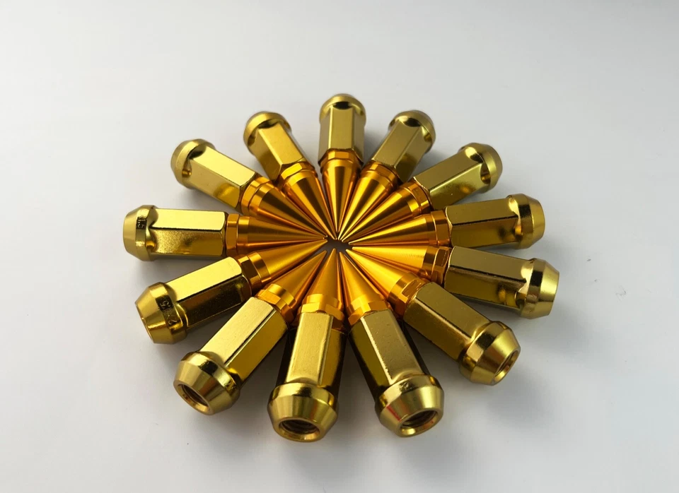 16PC EZ-GO CLUB CAR GOLF CART GOLD 3.18'' SPIKE LUG NUTS 1/2"-20 FOR GOLF CARTS - Image 2 of 4