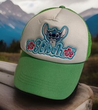 Disney Parks Stitch YOUTH trucker Hat Cap Green/white