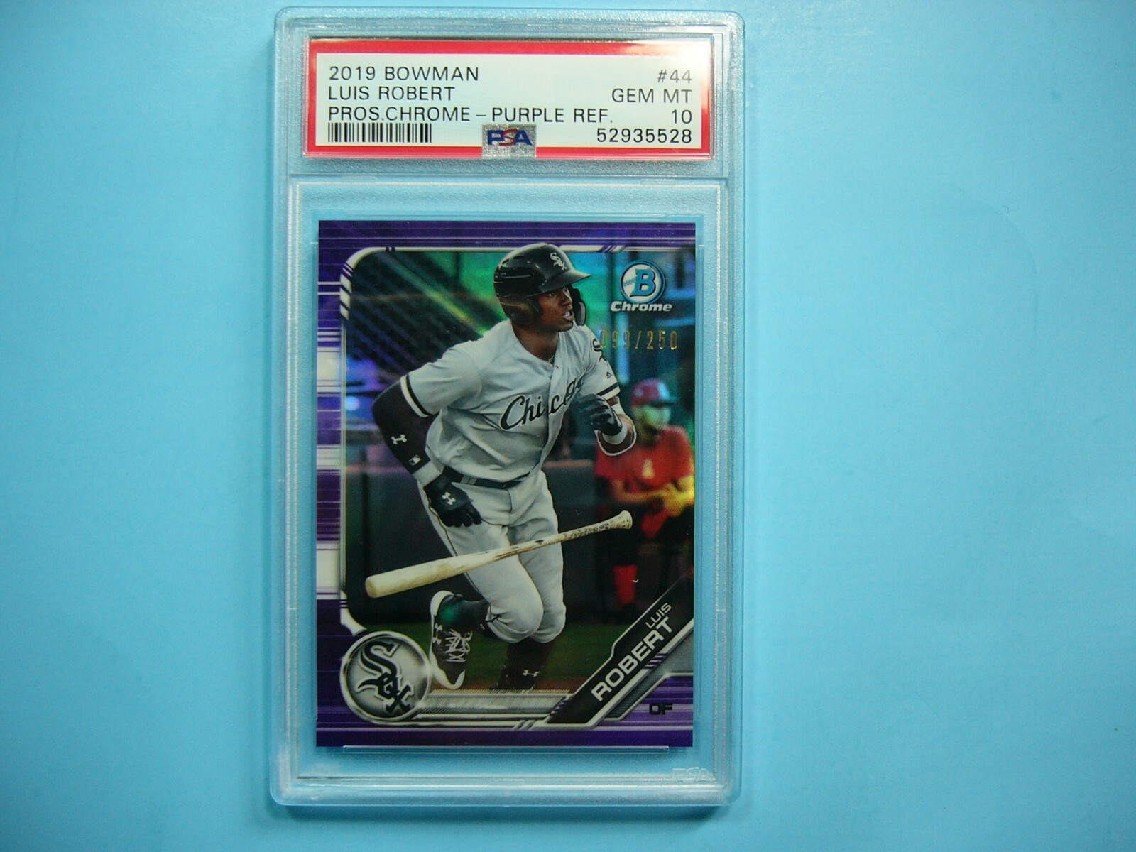 2019 BOWMAN CHROME PURPLE REFRACTOR #44 LUIS ROBERT ROOKIE RC PSA 10 /250 GL