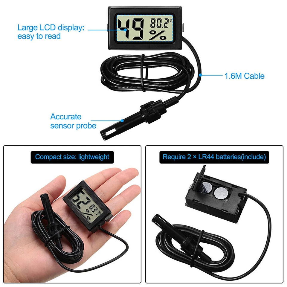 5Pcs Digital LCD Aquarium Thermometer Temperature Monitor W/ Probe for Fish Tank - Image 2 of 4