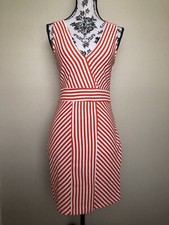 Ya Los Angeles dress women  Size S V Neck Orange Stripes Sleeves Less And Zipper