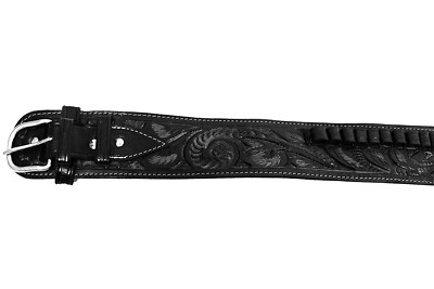 Leather Holster Heart Tooled Long Barrel Western Gun Cover Black Color - Right Handed