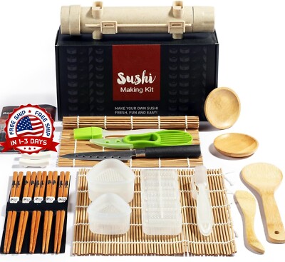 Kit Para Hacer Sushi 22 En 1 Kit De Bazuca Para Hacer Sushi Con Esteras De Bambu