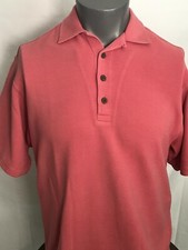 Tommy Bahama Mens Medium Short Sleeve Dark Pink Polo Shirt Ribbed Silk/Cotton