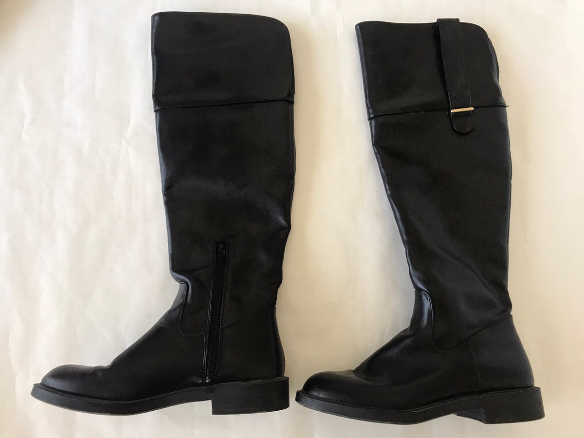 zara black knee high flat boots