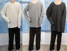 EDDIE BAUER thermal gray or cream shirt with olive camo lounge sleep pant,M,2XL