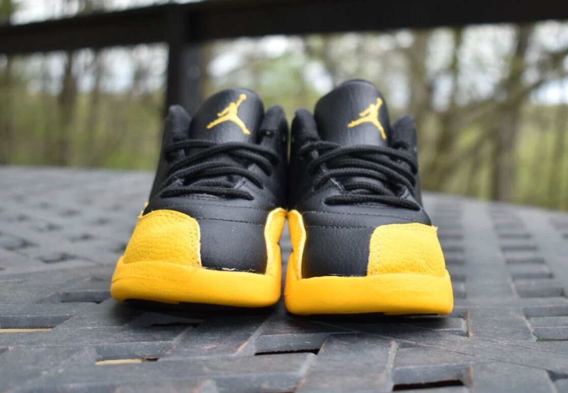 Black and yellow jordan 12 kids sales