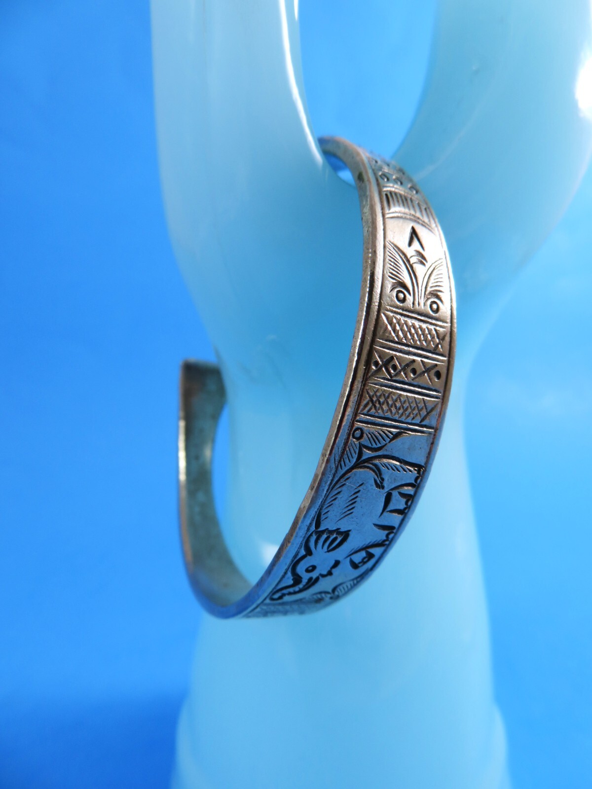 Engraved Metal Cuff Bangle Bracelet From Thailand… - image 2