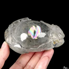 3.9" Quartz Rock Crystal Hand Carved Crystal Dragon Sculpture, Crystal Healing