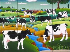 Cow Tile Backsplash del Rio Ceramic Country Life Pasture Art Mural POV-RR002