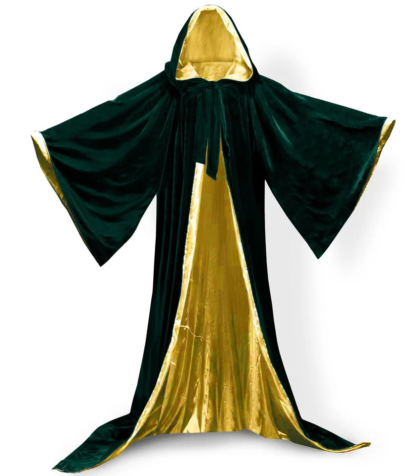 ¡Nuevo Stock! Capa negra con capucha capa batas de mago disfraces forrados en 10 colores Foto 4 de 4