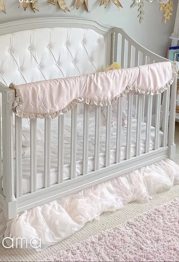 Pottery Barn Kids Monique Lhuillier Ethereal Tulle Crib Skirt Hearts Blush  Pink | eBay