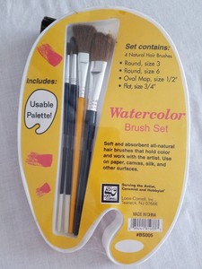 Watercolor 4 Natural Hair Paint Brush Set New Loew Cornell Bs005