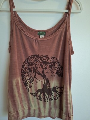 Kathmandu Imports Sz M/L Tie Dye Pink/Beige Tree Graphic Sleeveless Top Festival