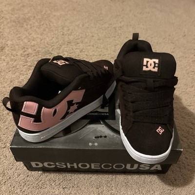 DC Shoes women s Brown/Pink/White Low Top Lace-Up Sneakers US 5.5