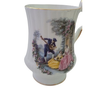 Royal Windsor Fine Bone China Mug Elegant Romantic Scene Gold Rim Vintage