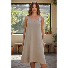 Yunika Made in Italy Gold Knit Sleeveless Midi Dress S/M NWT
