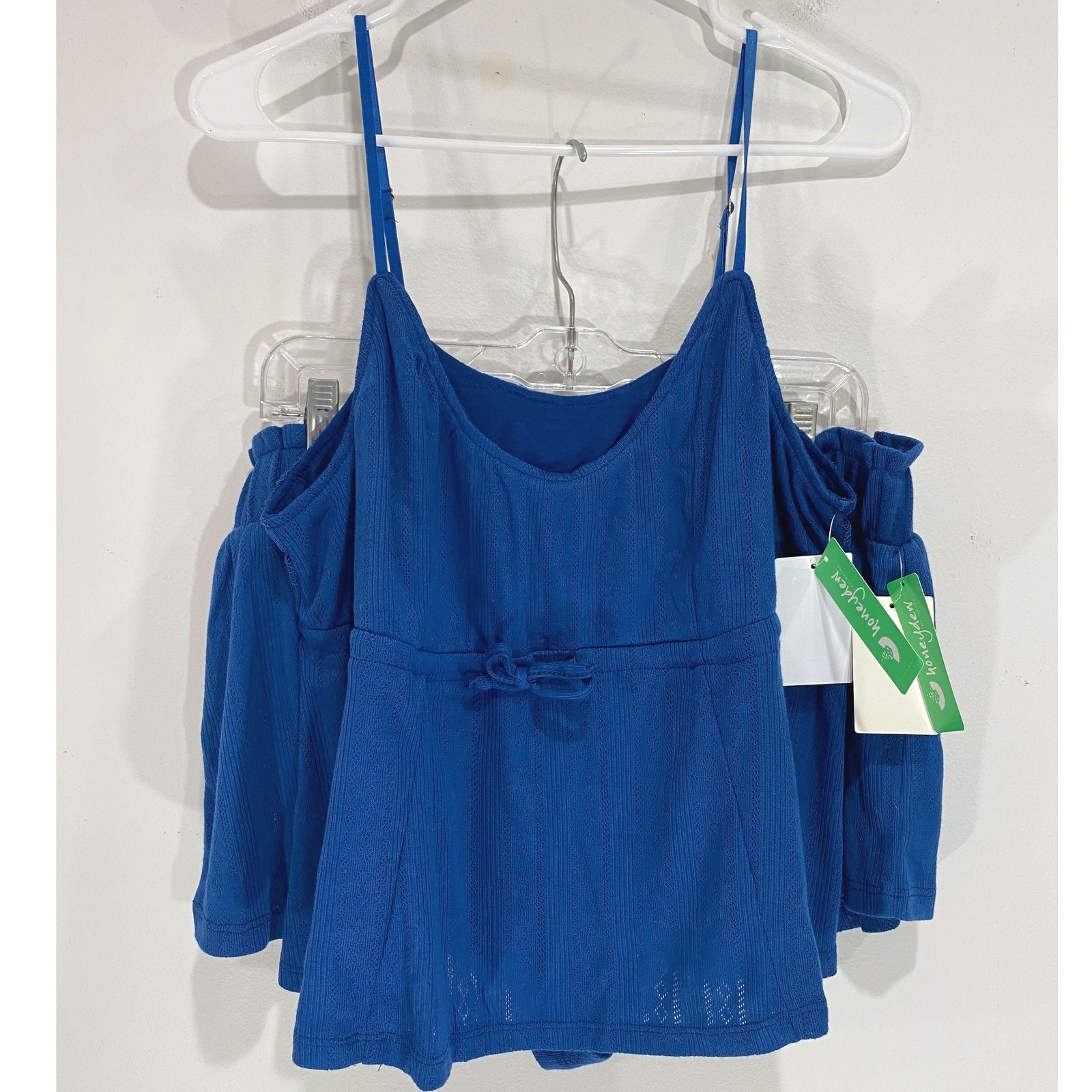 Honeydew Intimates Blue Ribbed Knit Cami Top & Shorts Pajama Set Womens XL