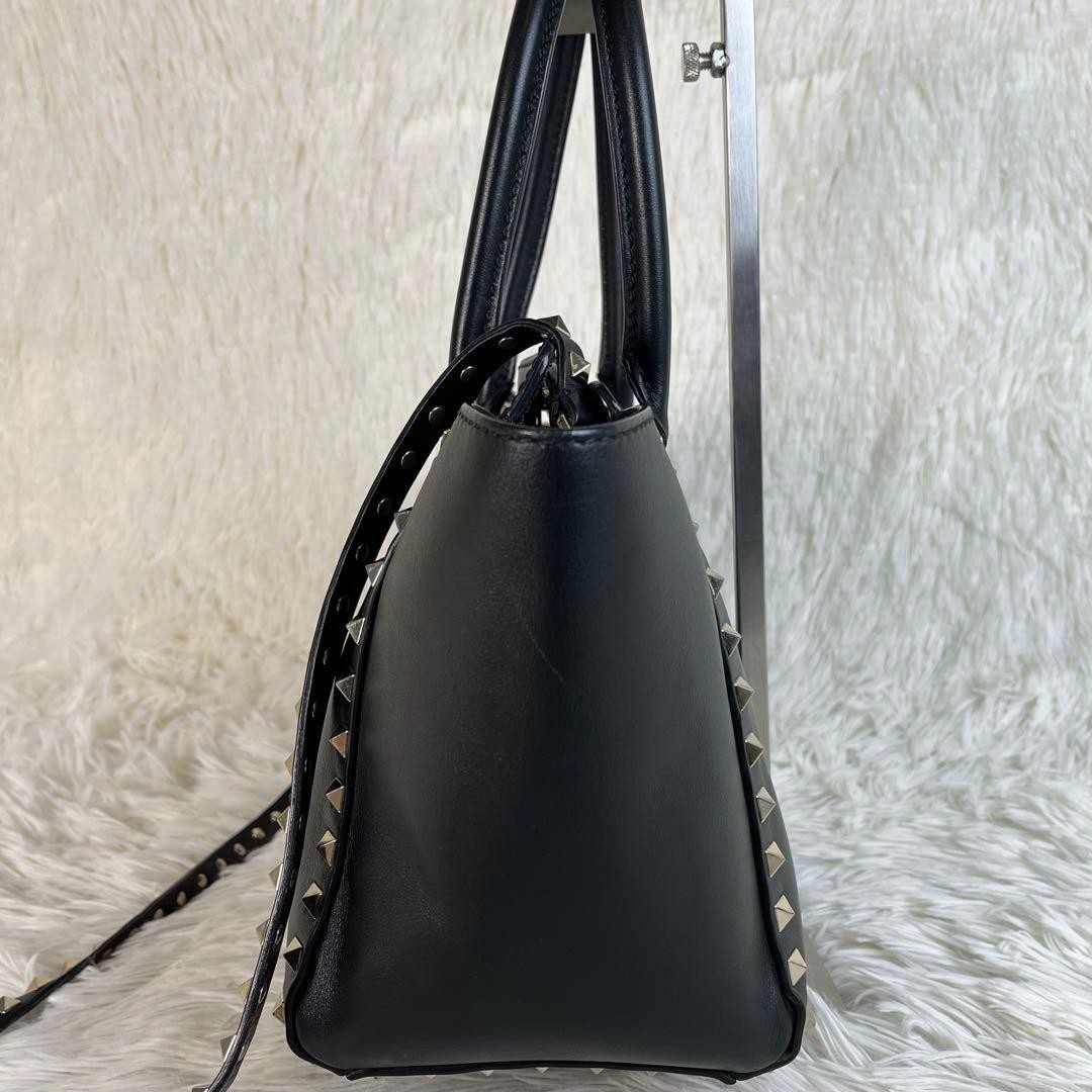 Valentino Garavani Rockstud 2Way Leather Handbag Black, B Grade Japan thumbnail 5