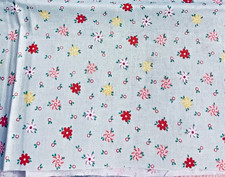 VTG Ditzy Cottagecore Tiny Multicolored Florals on Light Aqua Blue BTFQ