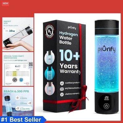 Hydrogen Water Bottle Generator 10oz SPE PEM Technology Rechargeable Portable
