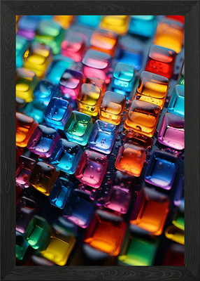 Farbe Kristall Eiswürfel Zen gerahmtes Wandbild Poster Leinwanddruck Bild