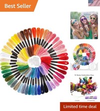 Vibrant Embroidery Thread Kit: 50 Skeins  12 Bobbins for Endless Creativity