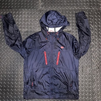 Tommy Hilfiger Sport Jacket Mens Medium Hooded Full Zip Windbreaker NYLON