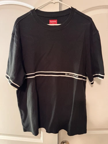 Tee shirt noir Supreme épais AF rayures tricot XL