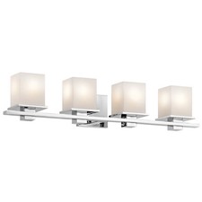 Kichler Tully 32in 4-Light Vanity Light Black Opal Glass