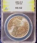 1881- S  MORGAN DOLLAR  *BLAST WHITE LUSTER*  MS-62  VAM-22  *DBL RIGHT REVERSE*