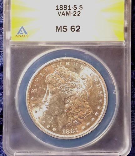 1881- S  MORGAN DOLLAR  *BLAST WHITE LUSTER*  MS-62  VAM-22  *DBL RIGHT REVERSE*