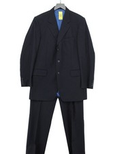 Crombie Men's Two Piece Suit Chest: 42 in Blue Wool with Viscose 2 Piece