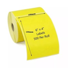 Image of 4x6" 100x150mm Direct Thermal Adhesive Labels 500/Roll Pink/Blue/Yellow/Red