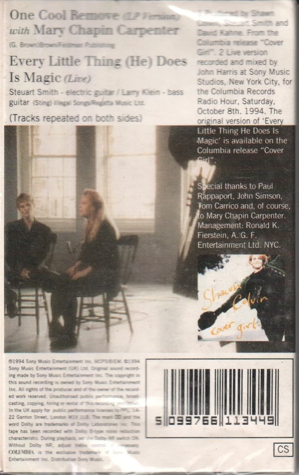 Shawn Colvin With Mary Chapin Carpenter One Cool Remove cassette UK Columbia - Image 2 of 2