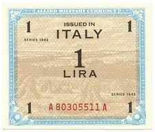 1 LIRA OCCUPAZIONE AMERICANA IN ITALIA MONOLINGUA FLC 1943 FDS-/FDS