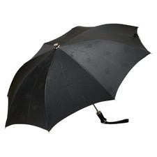 Burberry Nova Check Shadow Horse Folding Umbrella Rain Black Nylon Ladies 1-0227