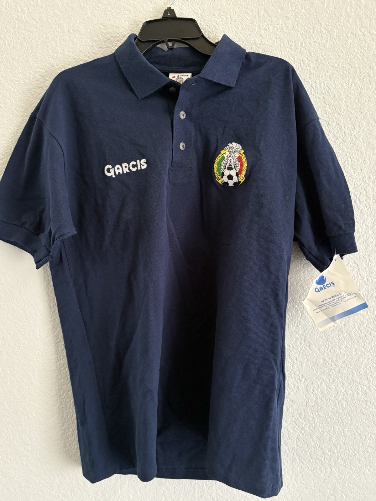 VINTAGE RARE MADE IN Large GARCIS MEXICO Polo Shirt AUTHENTIC SOCCER JERSEY 1999