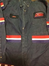 Cintas Denim Button-Up Work Shirt Men's L Speed Mining Patch Long Sleeve